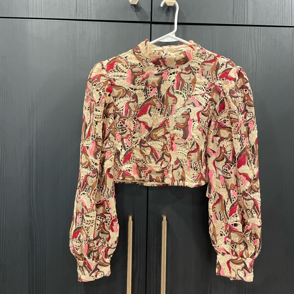 FARM Rio Pink and Brown Patterned Blouse - Picture 5 of 9